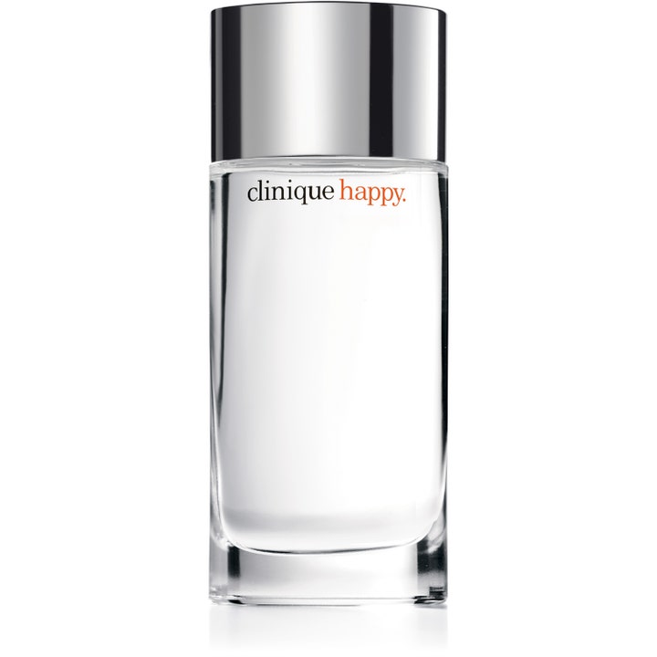Clinique Happy Eau de Parfum 100 ml fräsch blomdoft parfym dam i en genomskinlig glasflaska med glansigt silverlock