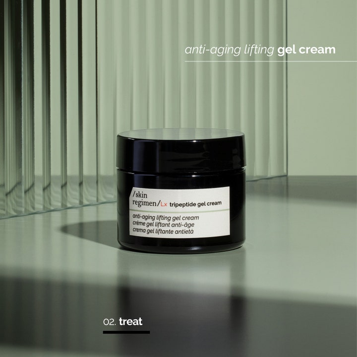 Skin Regimen Tripeptide Gel Cream 50 ml lyftande anti-aging ansiktskräm i stilren svart glasburk.