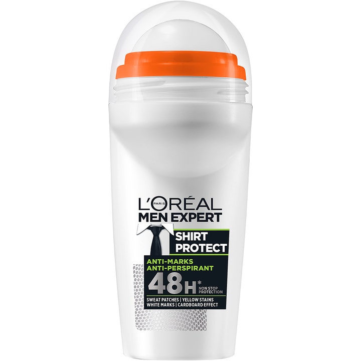 L'Oréal Men Expert Shirt Protect 50 ml 48 timmars deodorant herr med fläckskydd i vit flaska med orange topp