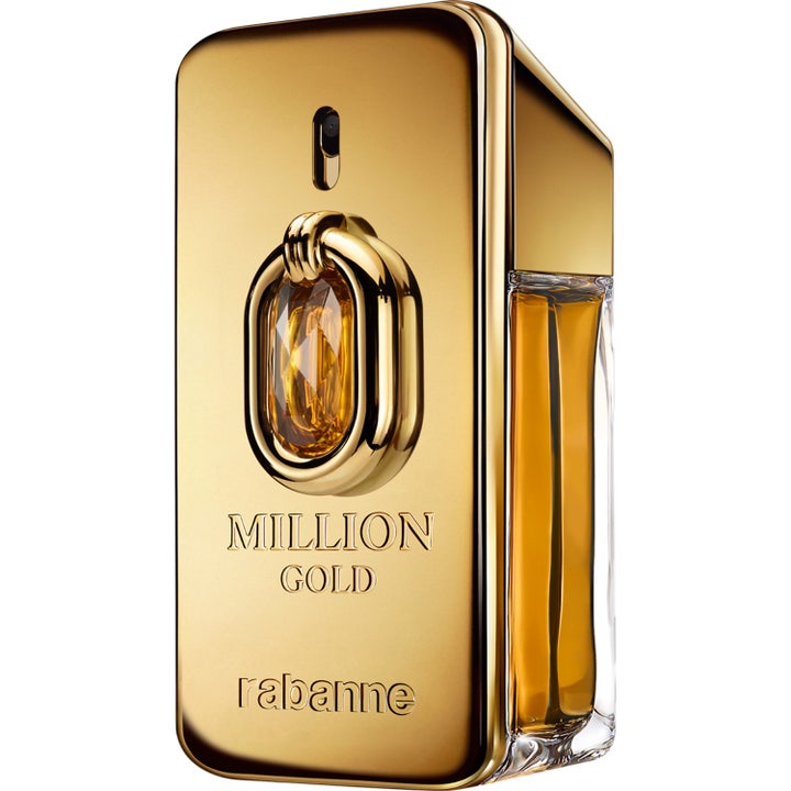 RABANNE Million Gold Elixir 50 ml guld eau de parfum herr i en flaska formad som en guldtacka med bärnstensfärgad vätska