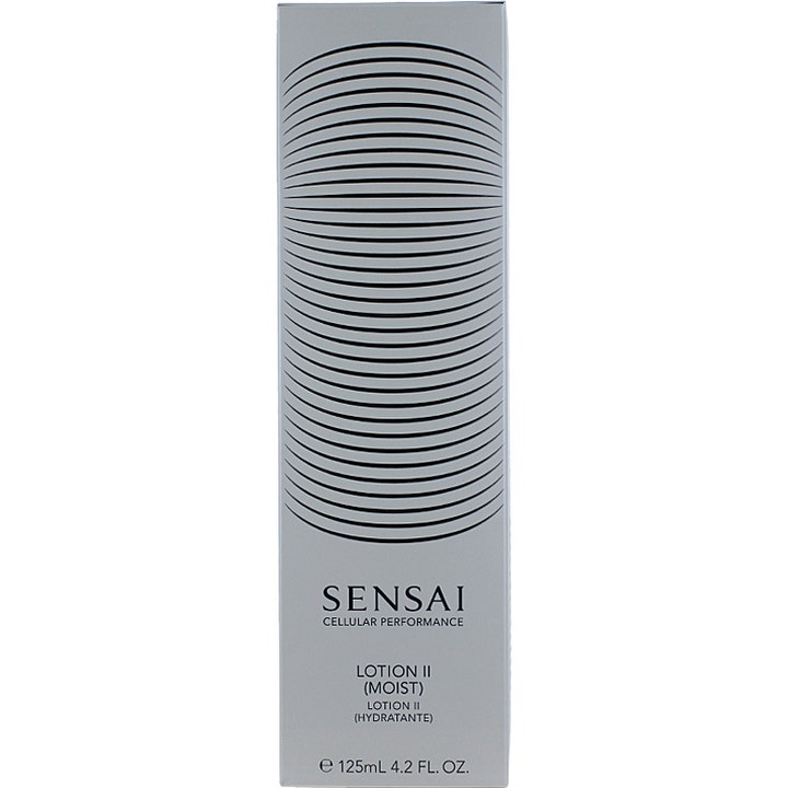Sensai Cellular Performance Lotion II 125 ml återfuktande antiage ansiktslotion i silvergrå box med grafiska linjer.