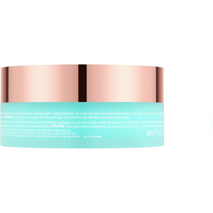 FOREO IRIS Hydrating Hydrogel Eye Mask 60 g återfuktande hydrogel patches i turkos burk med glänsande lock