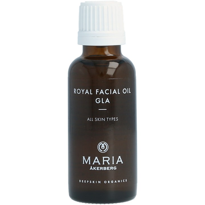 Maria Åkerberg Royal Facial Oil GLA 30 ml ekologisk ansiktsolja Maria Åkerberg i brun glasflaska med vitt skruvlock.