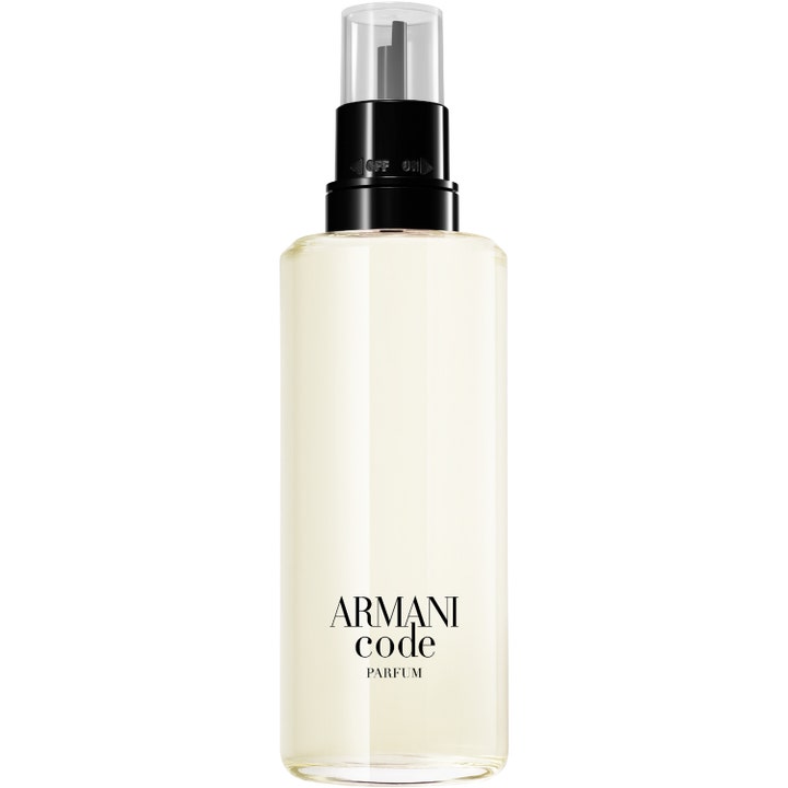 Armani Armani Code Parfum Refill 150 ml parfymrefill i genomskinlig flaska med ljusgul vätska och svart pump