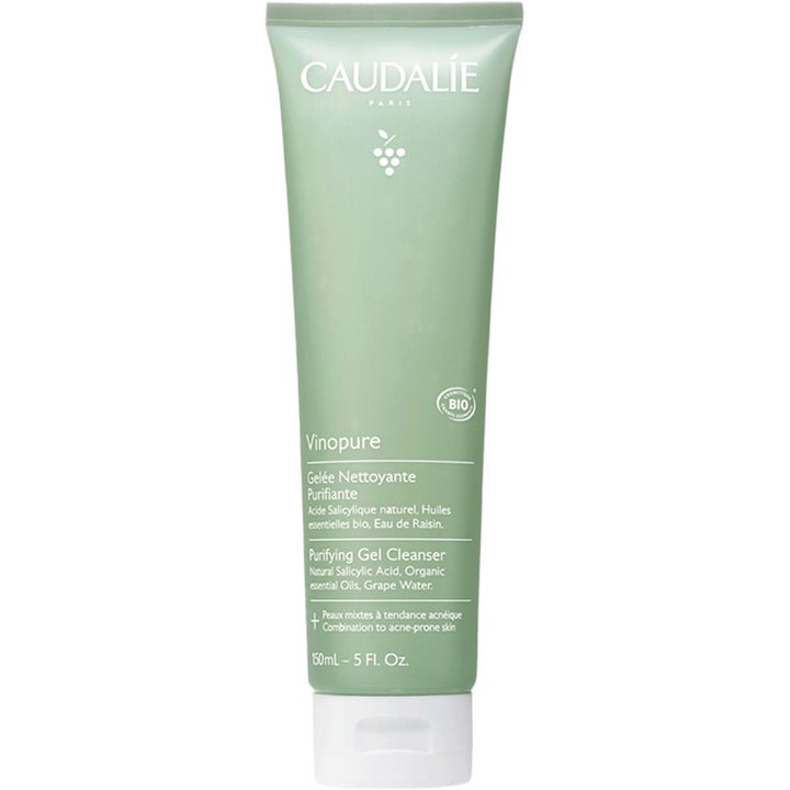 Caudalie Vinopure Purifying Gel Cleanser 150ml djuprengörande ansiktsrengöring i en ljusgrön tub med vitt lock
