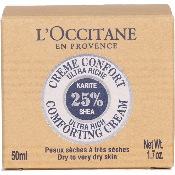 L'Occitane en Provence Shea Ultra Rich Comforting Cream 50 ml fuktgivande ansiktskräm för torr hud i beige pappbox