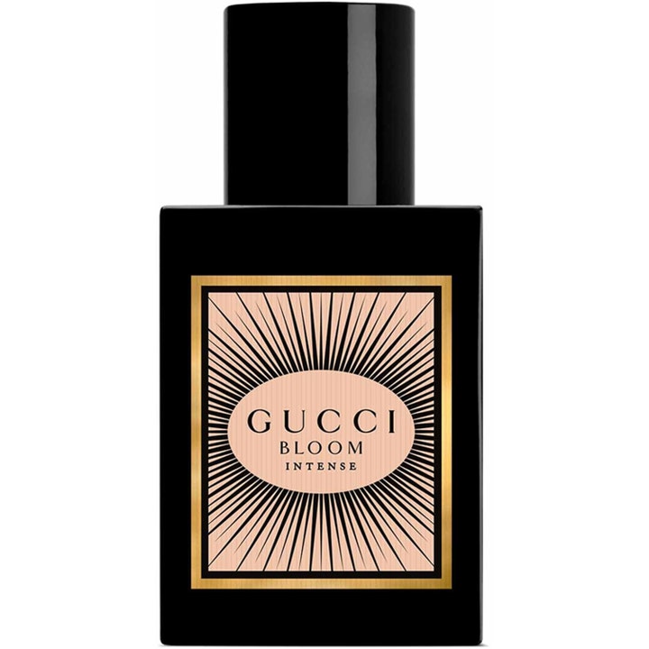 Gucci Bloom Intense 30 ml eau de parfum med blomsterdoft i en svart flaska med rosa och guldfärgad etikett