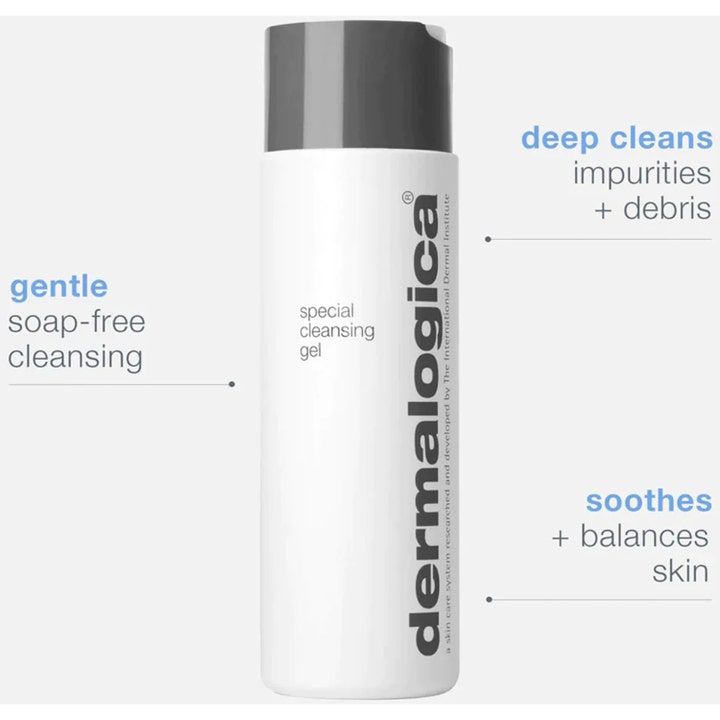 Dermalogica Special Cleansing Gel 250 ml tvålfri ansiktsrengöring i vit flaska ger djuprengöring ansikte dermalogica.