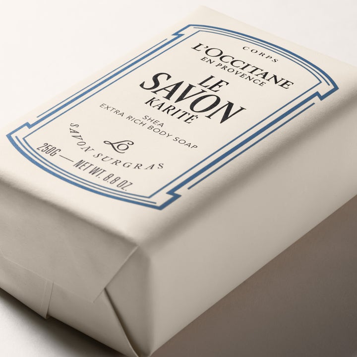 L'Occitane en Provence Shea Rich Body Soap 250 g extra mild återfuktande tvål med shea i vit pappersförpackning