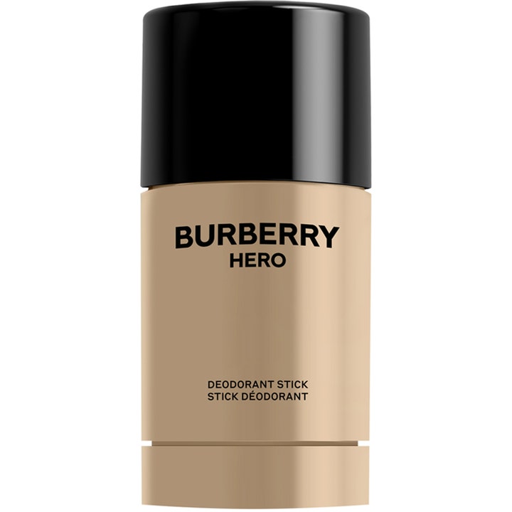 Burberry Hero Deodorant Stick 75 ml för män ger fräschör i en beige hylsa med glansigt svart lock.