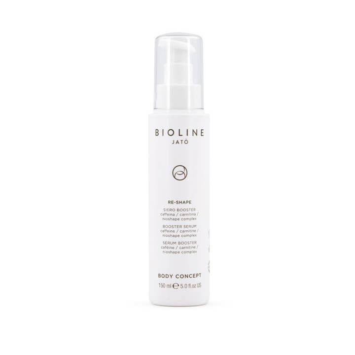 Bioline Jatò Body Concept Re-Shape 150 ml anti-cellulitserum i vit pumpflaska som hjälper till att reducera celluliter