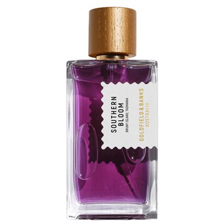 Goldfield & Banks Southern Bloom Eau de Parfum 100 ml blommig parfym med lila vätska i glasflaska med träkork