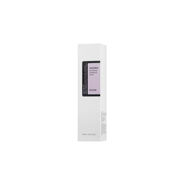 COSRX AHA/BHA Treatment 150 ml kemisk exfoliering som förnyar huden i vit kartong med lila etikett