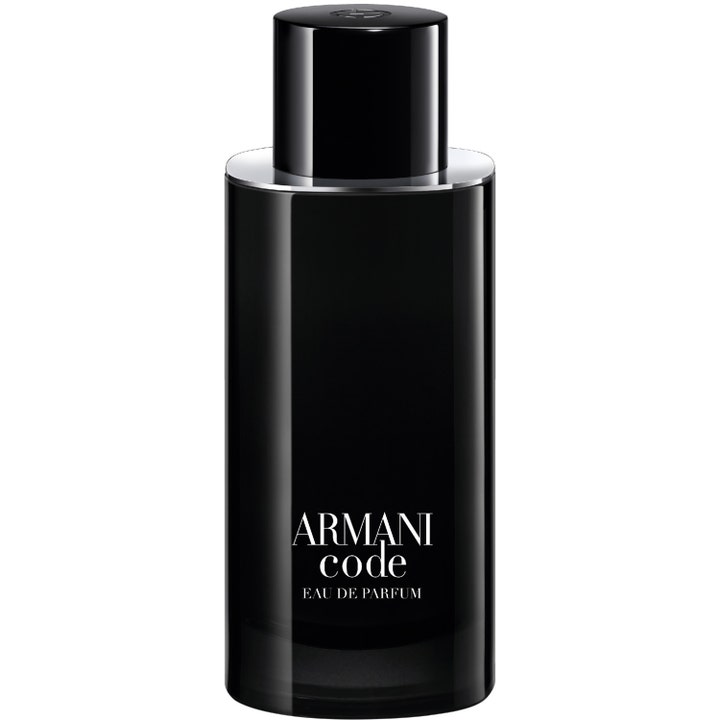 Armani Code Eau de Parfum 125 ml kryddig herrparfym i en stilren svart glasflaska med silverdetaljer och svart kork
