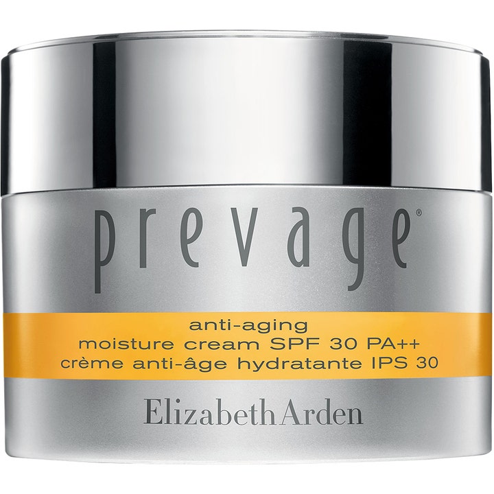 Elizabeth Arden Prevage Anti-aging Moisture Cream SPF 30 anti-aging dagkräm med spf i silverfärgad burk med gult band