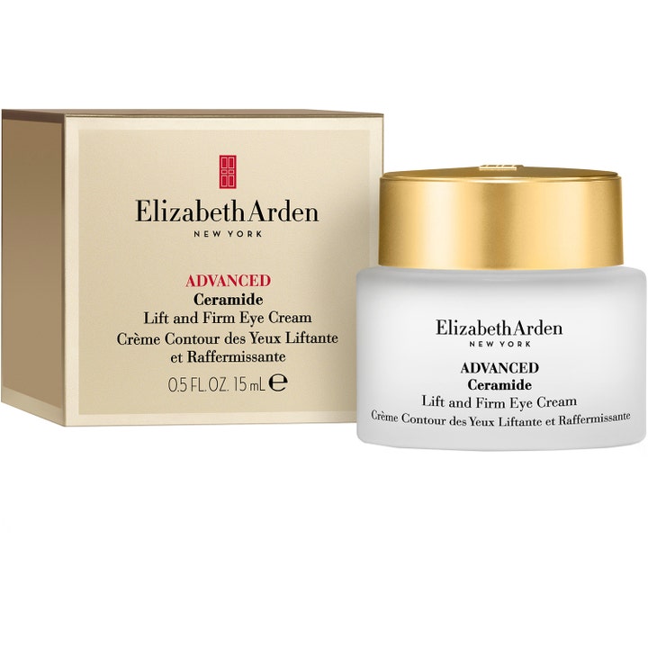 Elizabeth Arden Ceramide Lift & Firm Advanced Eye Cream 15 ml i frostad glasburk med guldfärgat lock