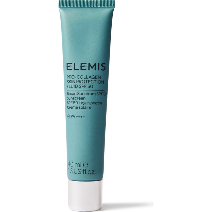 Elemis Pro-Collagen Skin Protection Fluid SPF 50 40 ml fuktgivande solskydd ansikte i blå tub med vitt lock