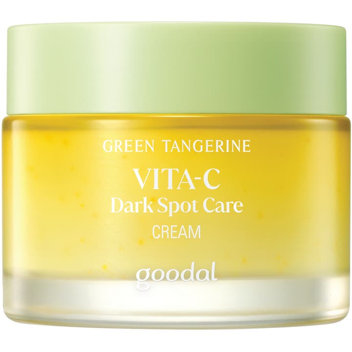 Goodal Green Tangerine Vita-C Dark Spot Care Cream 50 ml lystergivande ansiktskräm i gul glasburk med grönt lock
