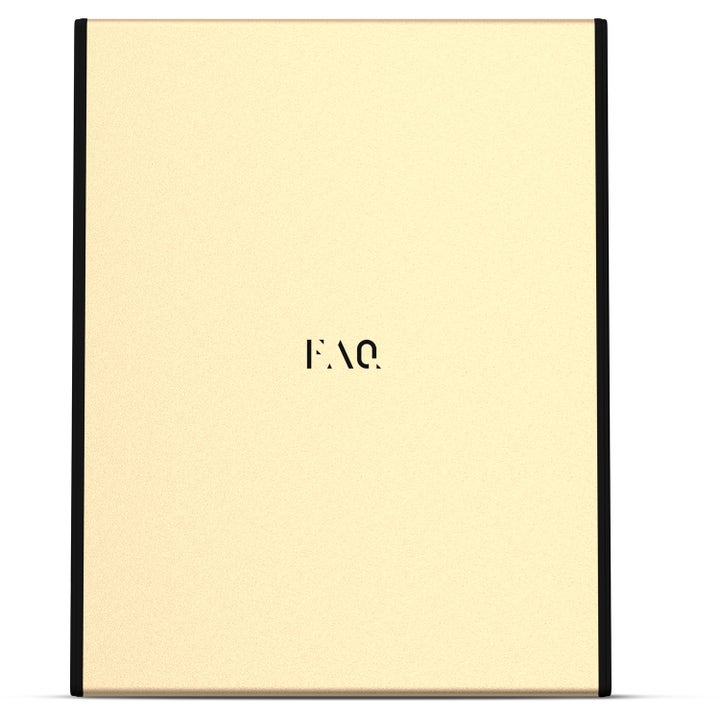 FAQ Swiss FAQ™ Led Panel 1 st hudvårdsverktyg ger ljusterapi via en rektangulär guldfärgad panel med FAQ logotyp