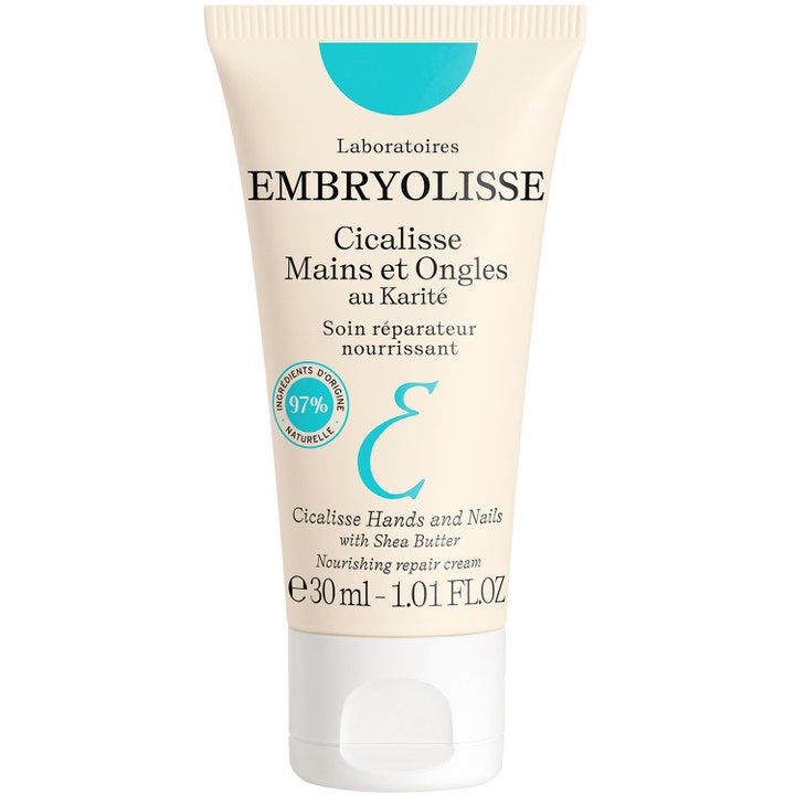 Embryolisse Cicalisse Mains et Ongles 30 ml cica handkräm med intensivt sheasmör i beige tub med vitt lock.