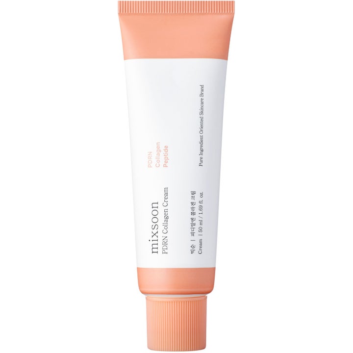 Mixsoon PDRN Collagen Cream 50 ml uppstramande ansiktskräm i vit tub med persikofärgade detaljer och kork