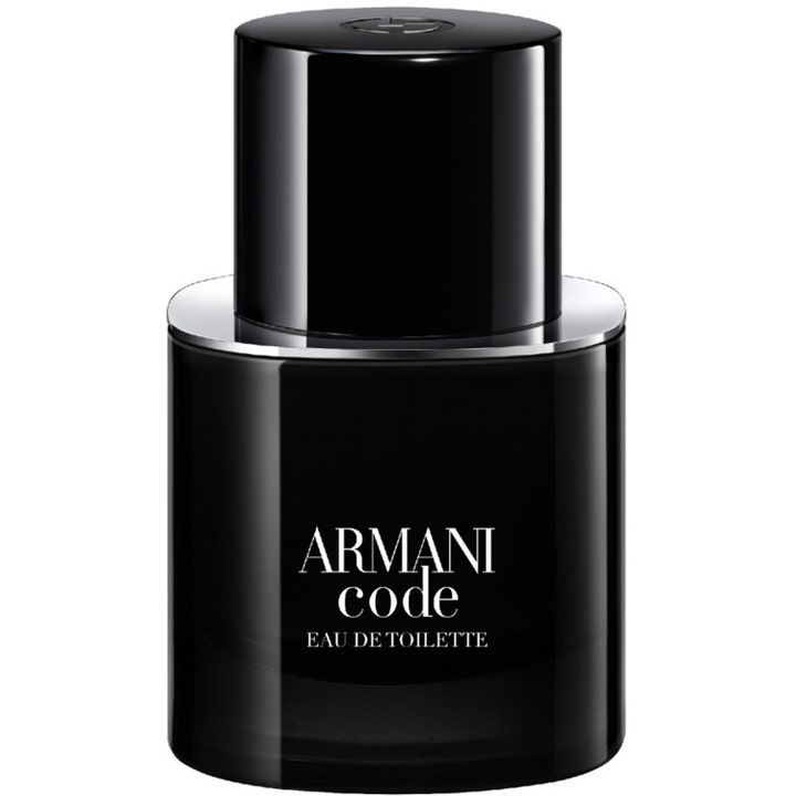 Armani Armani Code Eau de Toilette 30 ml herrparfym i en glänsande svart glasflaska med silverfärgad detalj och kork