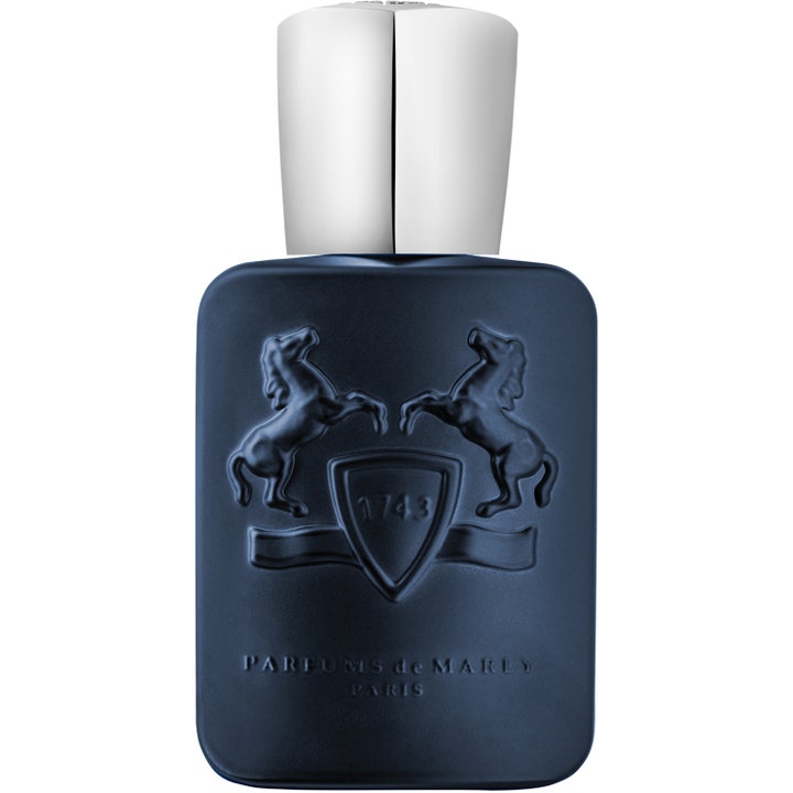 Parfums de Marly Layton 75ml edp i en mörkblå matt flaska med präglade hästar och silverkork