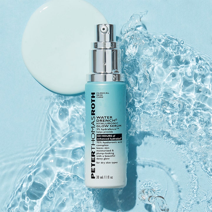 Peter Thomas Roth Water Drench Hyaluronic Glow Serum 30 ml hyaluronsyra för torr hud bland vattenstänk och krämig textur