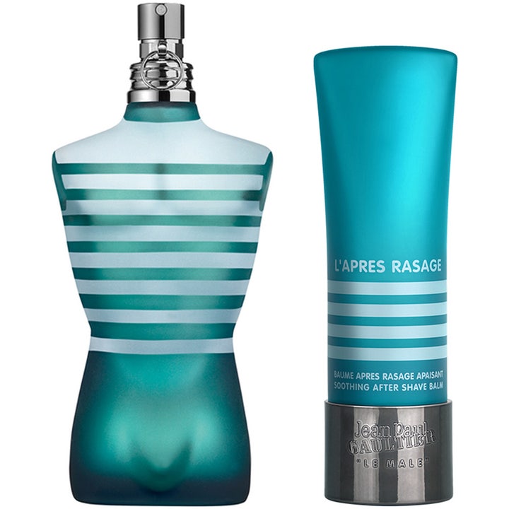 Jean Paul Gaultier Le Male duo gåvoset herr 225 ml med kryddig vaniljparfym i blårandig torsoflaska och tub