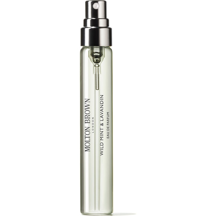 Molton Brown Wild Mint & Lavandin Eau de Parfum 7.5 ml refill ger frisk parfym i smal glasflaska med silvermunstycke
