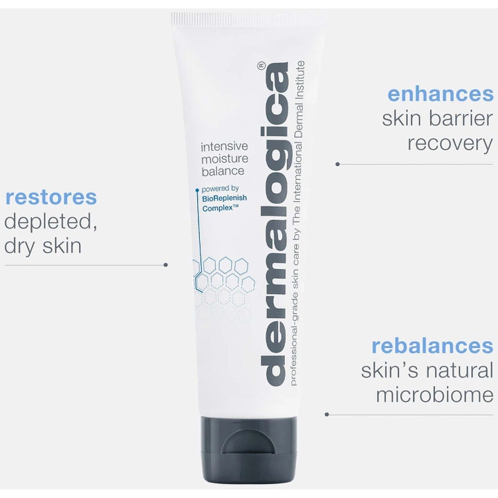 Dermalogica Intensive Moisture Balance 15 ml fuktbalans ansiktskräm i vit tub som återställer och vårdar torr hy.