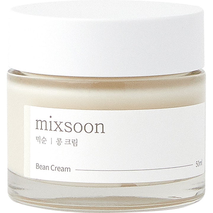 Mixsoon Bean Cream 50ml mjukgörande kräm i en minimalistisk glasburk med vitt lock för en återfuktad hud