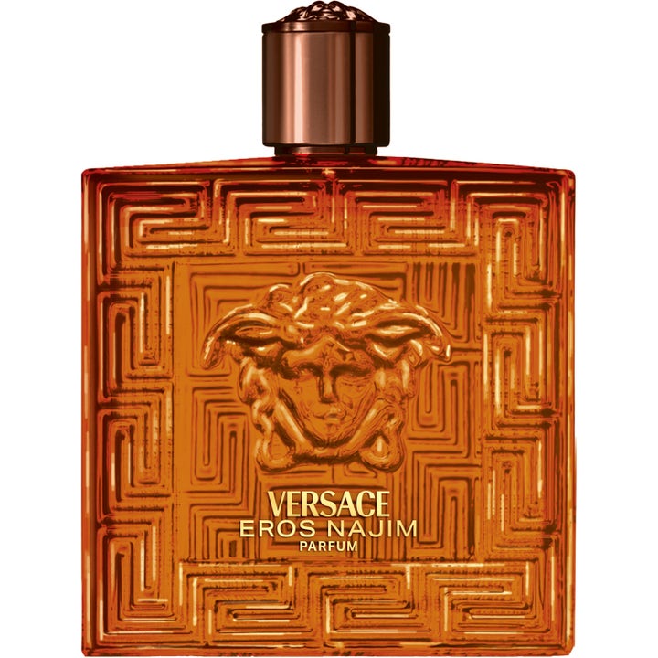 Versace Eros Najim Parfum 200ml herrparfym i mönstrad bärnstensfärgad glasflaska med guldiga detaljer