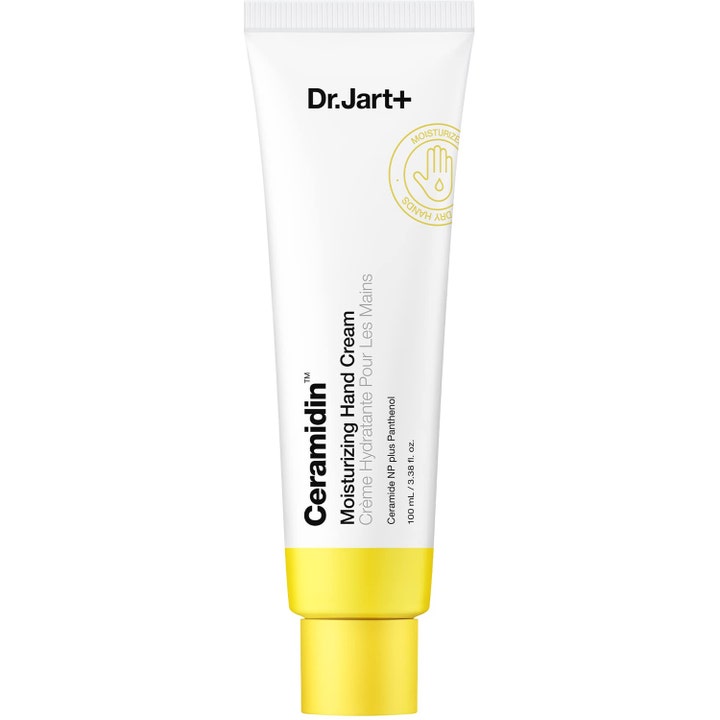 Dr.Jart+ Ceramidin Moisturizing Hand Cream 100 ml ceramid återfuktande handkräm i vit tub med gul kork
