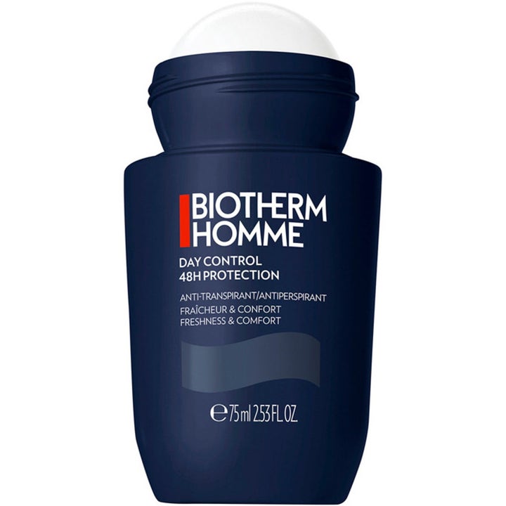 Biotherm Homme Day Control 48H Protection 75 ml antiperspirant roll-on i mörkblå flaska med vit applikatorkula