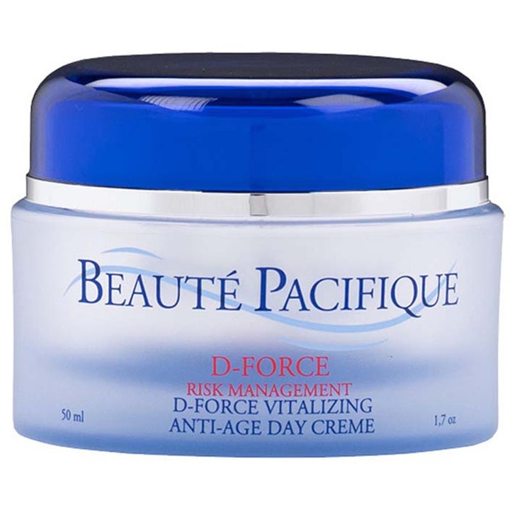 Beauté Pacifique D-Force Vitalizing Anti-Age Day Creme 50 ml vitaliserande dagkräm i ljusblå glasburk med mörkblått lock