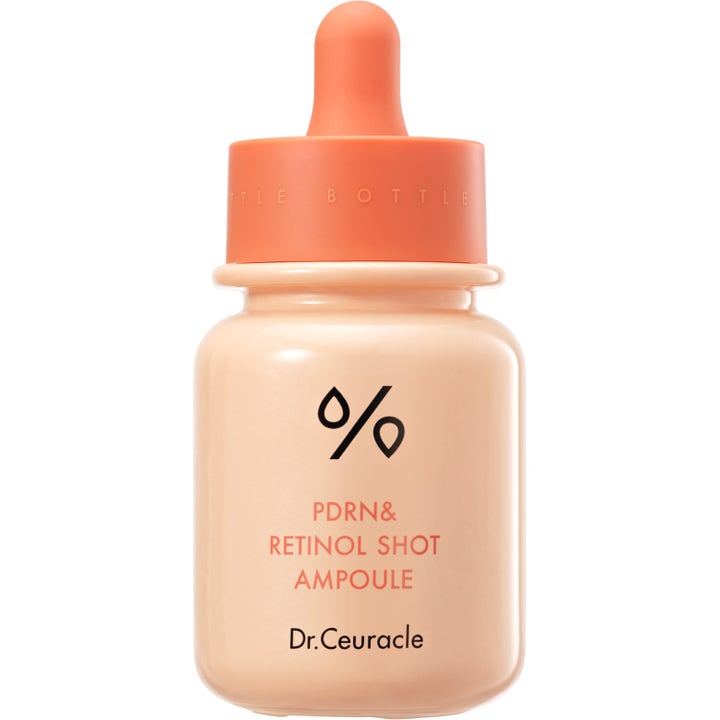 Dr.Ceuracle PDRN & Retinol Shot Ampoule förnyande ampull med retinol i persikofärgad flaska med orange pipettkork