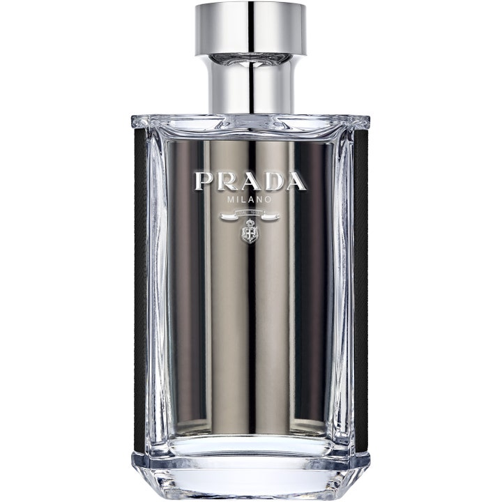 Prada L'Homme 100 ml Prada parfym herr i en elegant glasflaska med silverfinish och svarta texturerade sidor