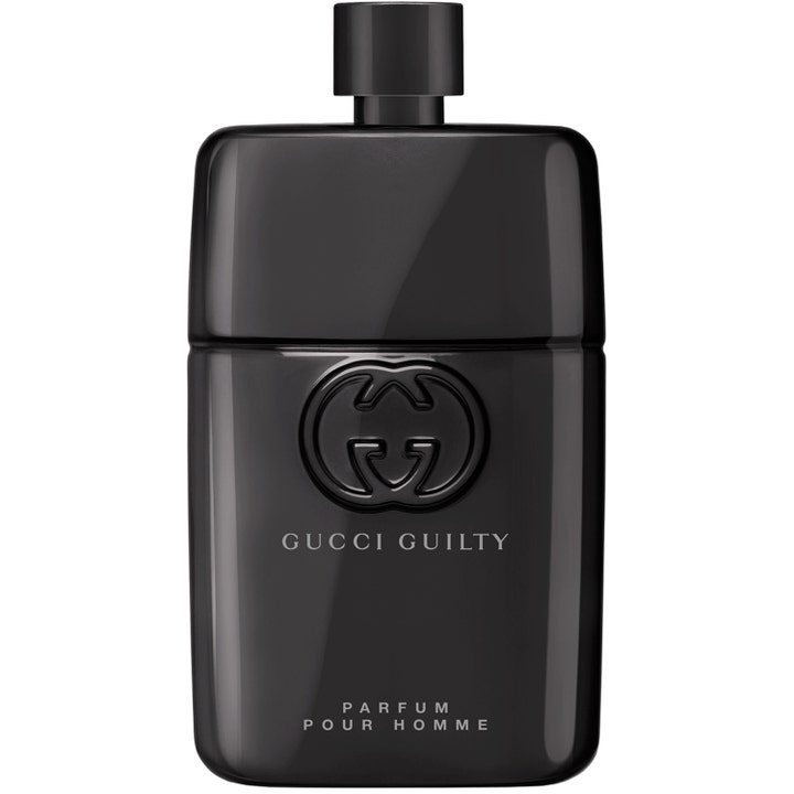 Gucci Guilty Pour Homme Parfum 150 ml herrparfym i en elegant svart glansig flaska med präglad logotyp