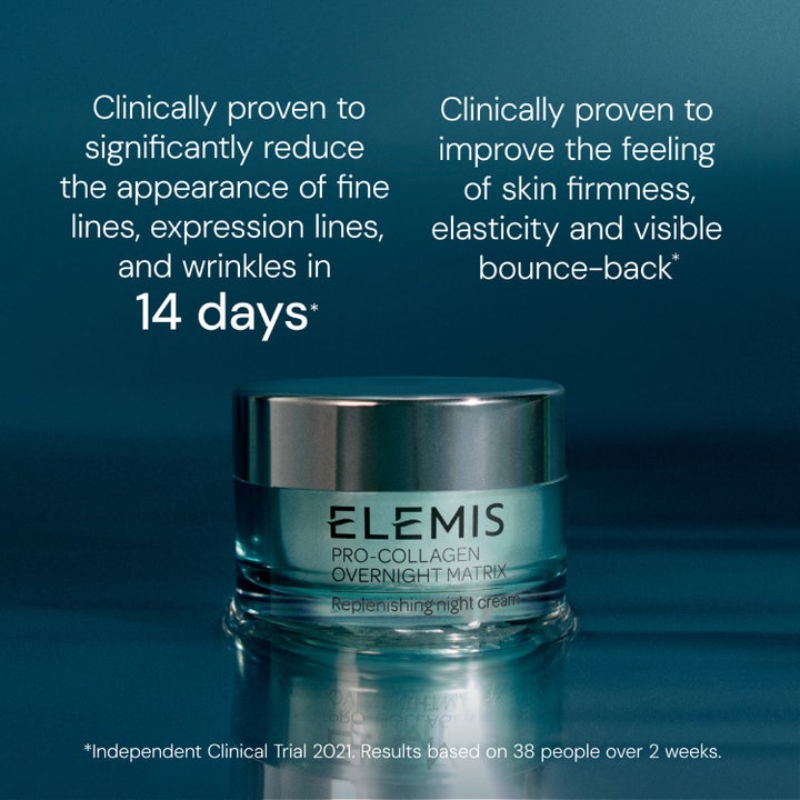 Elemis Pro-Collagen Overnight Matrix 50 ml anti age nattkräm kollagen i glasburk som ger fastare hy på 14 dagar.