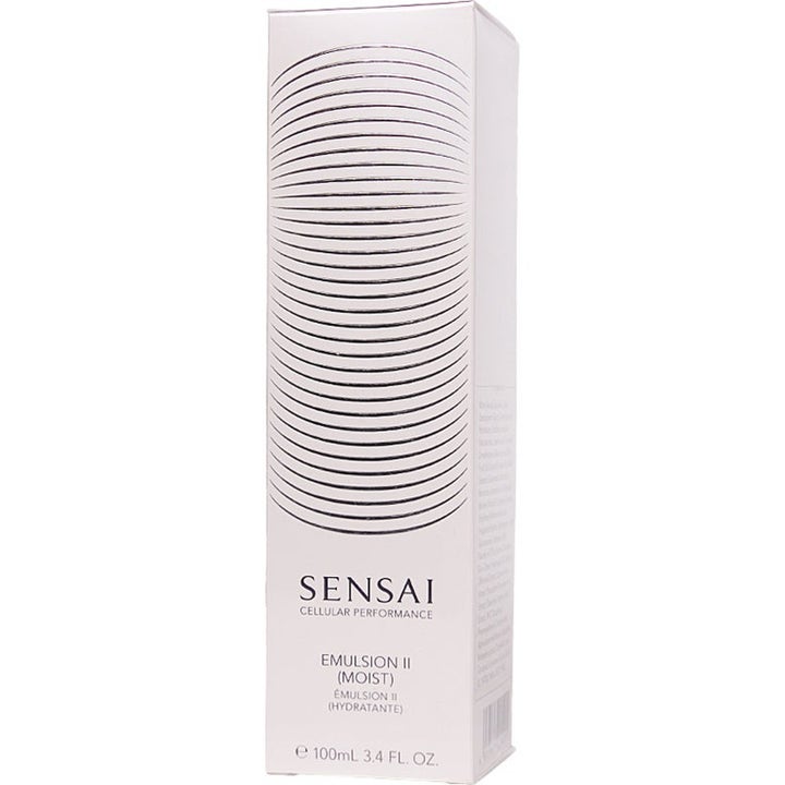 Sensai Cellular Performance Emulsion II Moist 100ml fuktgivande ansiktskräm i vit kartong med grafiskt linjemönster