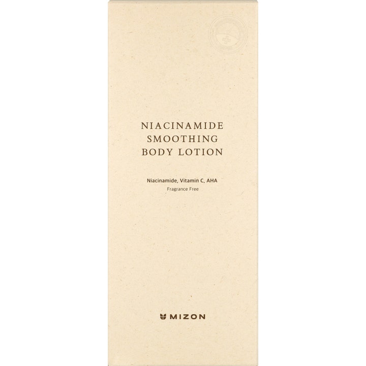 Mizon Niacinamide Smoothing Body Lotion 300 ml parfymfri bodylotion i beige pappersförpackning med AHA och vitamin C