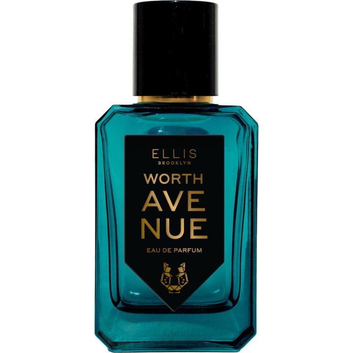 Ellis Brooklyn Worth Avenue 50 ml Eau De Parfum lyxig parfym i blågrön glasflaska med svart lock och gulddetaljer
