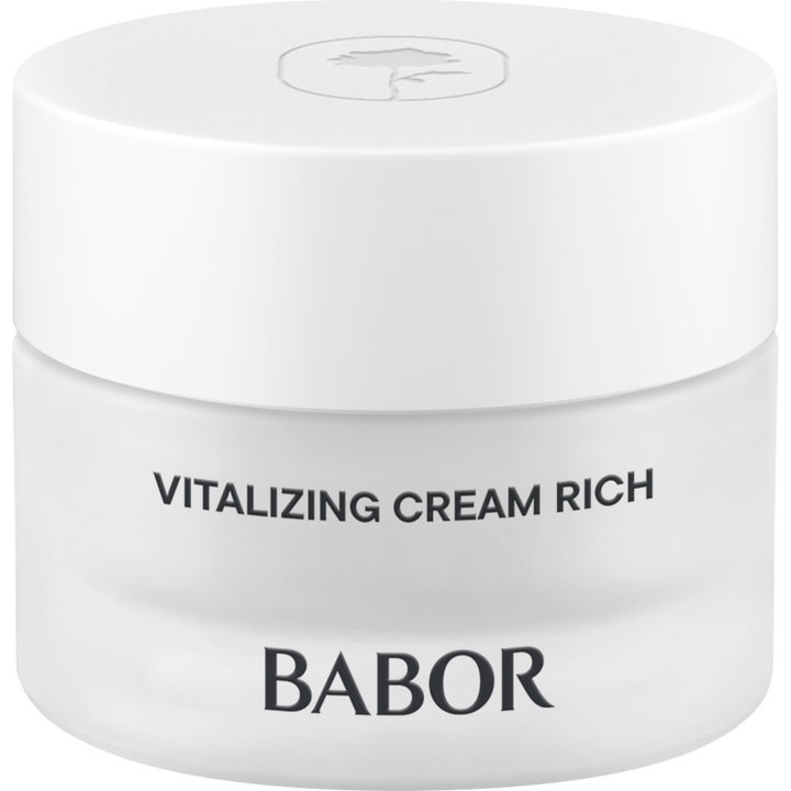 Babor Skinovage Vitalizing Cream Rich 50 ml vitaliserande ansiktskräm i en burk av frostat glas med vitt lock