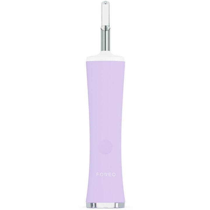 Foreo Espada lila enhet för led terapi acne motverkar orenheter med blått ljus akne mot vit bakgrund.
