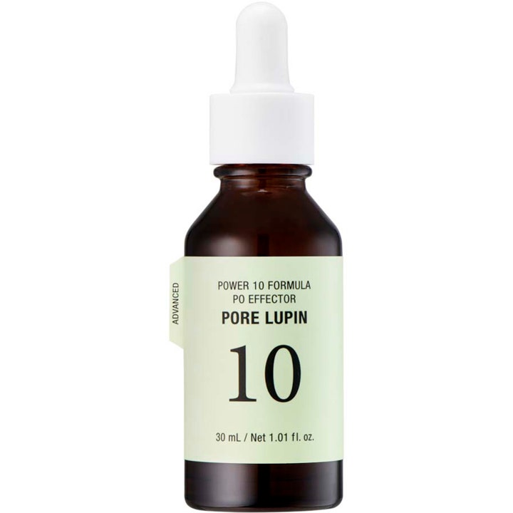 It's Skin Power 10 Formula PO Effector 30 ml porsammandragande serum i brun glasflaska med vit pipett och ljusgrön etikett.
