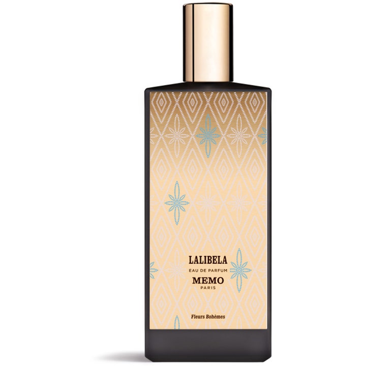 Memo Paris Lalibela Eau de Parfum 75 ml parfym i mörk flaska med guldlock och mönster av romber och blå stjärnor