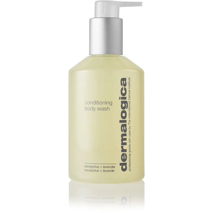 Dermalogica Conditioning Body Wash 295 ml återfuktande duschgel i en frostad flaska med silverfärgad pump.