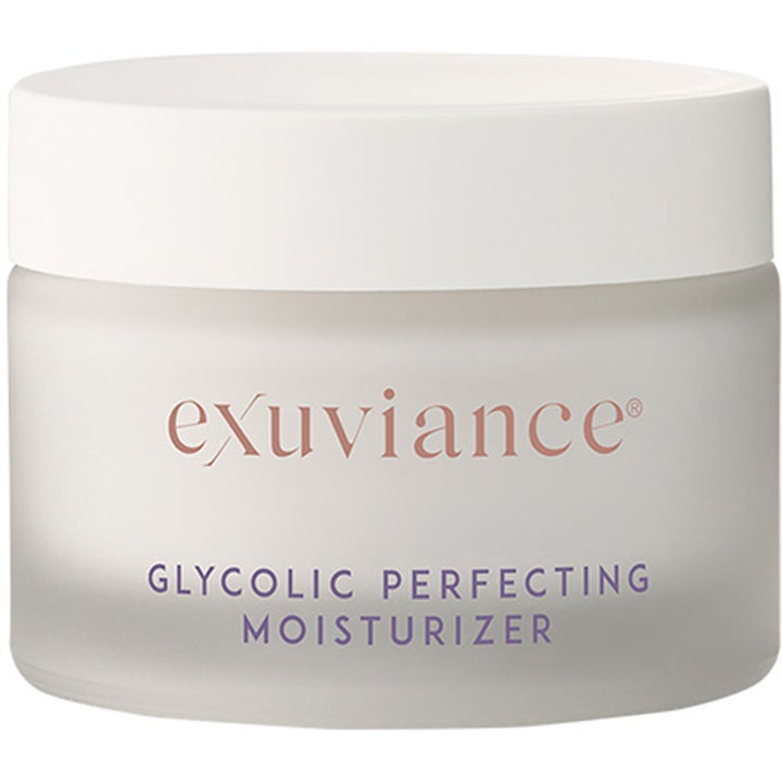 Exuviance Glycolic Perfecting Moisturizer 50 ml exfolierande återfuktande ansiktskräm med aha-syra i frostad glasburk