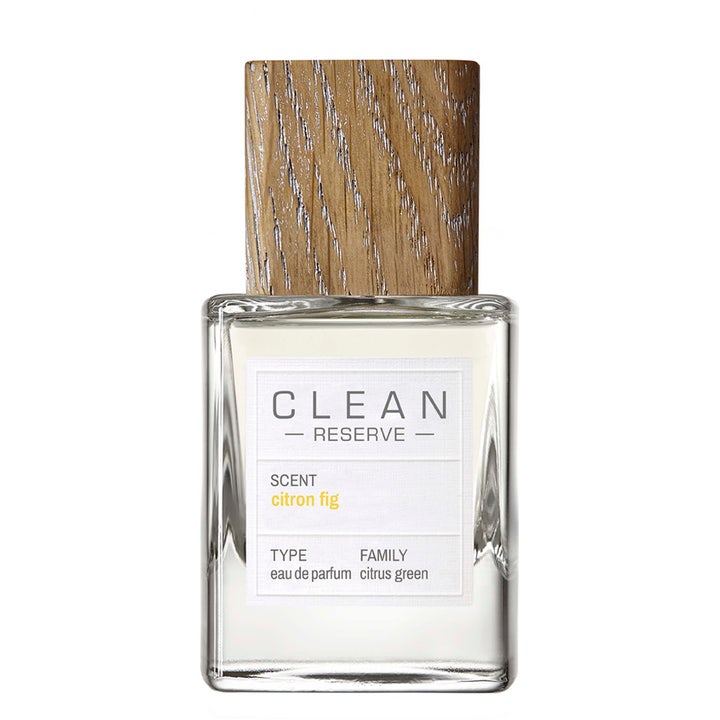 Clean Reserve Citron Fig Eau de Parfum 30 ml fräsch parfym i en genomskinlig glasflaska med ett lock av trä